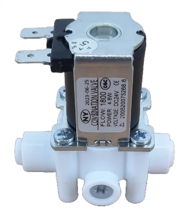 QCF Solenoid Valve 24V 1/4" tube - 1/4" tube with FLOW restrictor 1800 ml