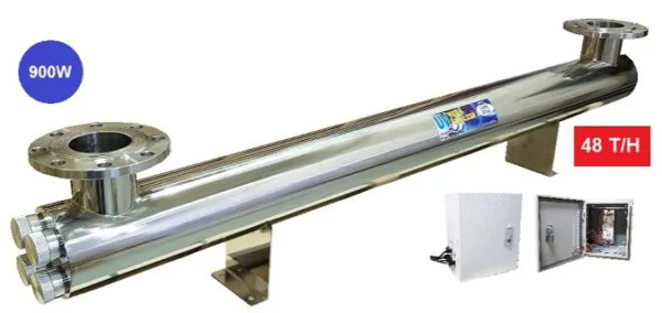 UV filter with 6 lamps LUXE STYLE 150W = 900W, 4'' flange, 48 t/h max+transf.box