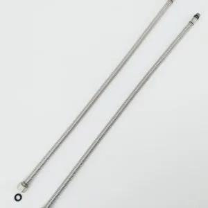 SS304 Hoses 3/8" 50 cm 2 pcs with Long/Short male 3/8", SS Nuts 3/8" for Cold/hot faucet
