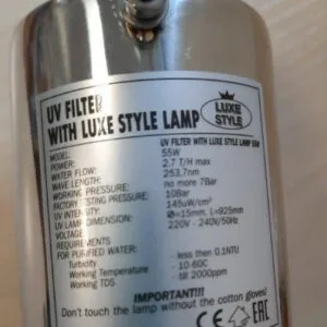 UV Filter 55W Luxe Style In-Out 1” 2,7 T/h with Grounding Transformer