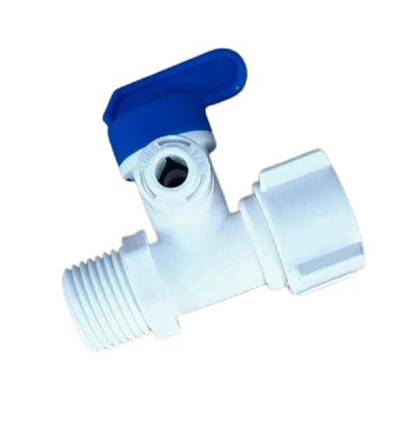 1/2'' x 1/4'' x 1/2'' PLASTIC feed water connector together with Valve 1/4'' QUICK