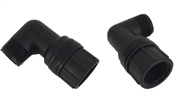 Plastic Fitting L 1'' F thread x 1'' M thread