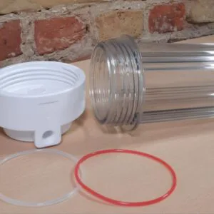 Housing CLEAR 10'' IN-OUT 1/4'' Double O'ring, Tmax=38C ,Pmax=4,0Bar
