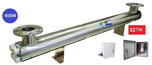 UV filter with 4 lamps LUXE STYLE 150W = 600W, 3'' flange, 32 t/h max + transf.box