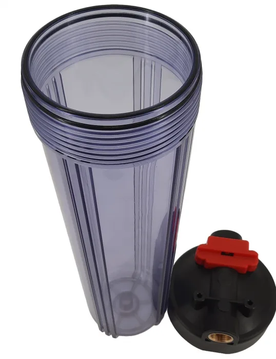 Housing BB 20"CLEAR/RedLid/2*O-Ring/1"BrassPort/Wren/brack/5-30C/<4Bar